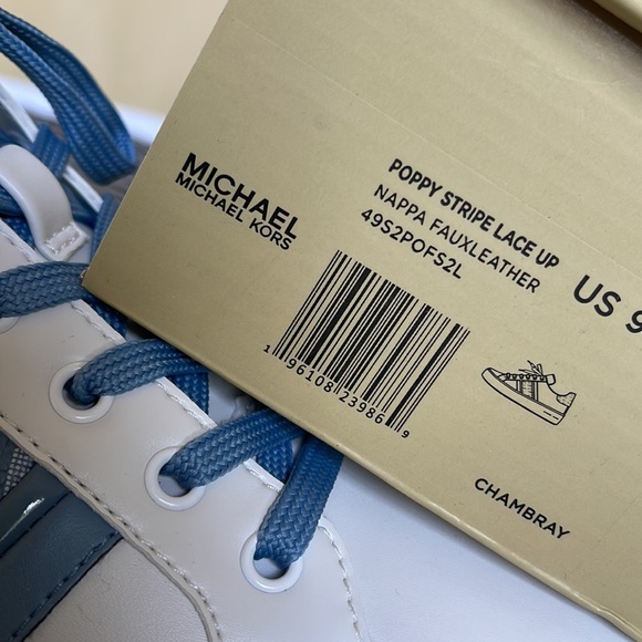 MICHAEL KORS POPPY STRIPE LACE UP NAPPA FAUX LEATHER CHAMBRAY WMNS - Picture 16 of 16